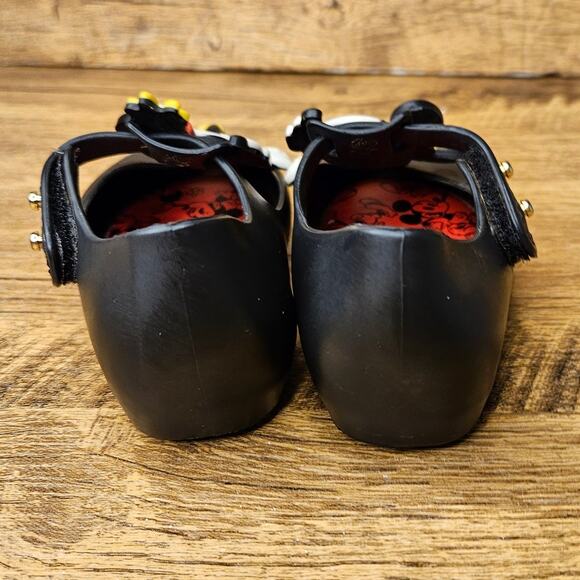 Mini Melissa Mickey Minnie Kissing Mary Jane Black Sandal shoes size 6 - Picture 9 of 11
